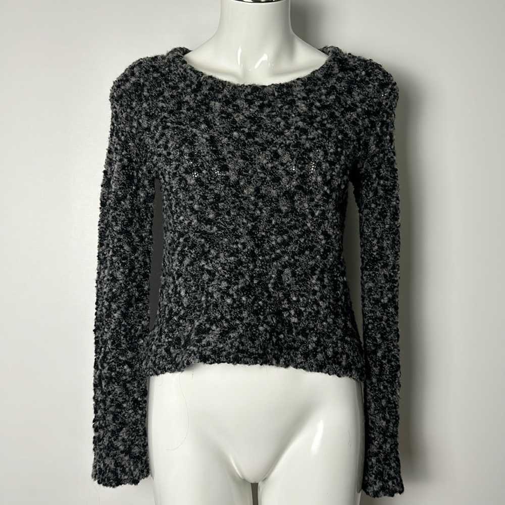 rag & bone Small Merino Wool Sweater Open Knit Black Speckled VGUC